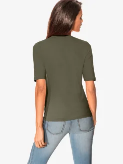 T-shirt à manches courtes manches mi-longues et encolure en v féminine