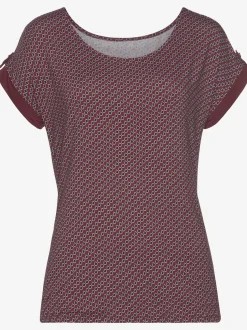 T-shirt à manches courtes manches à bords francs avec bordure unie et bouton doré