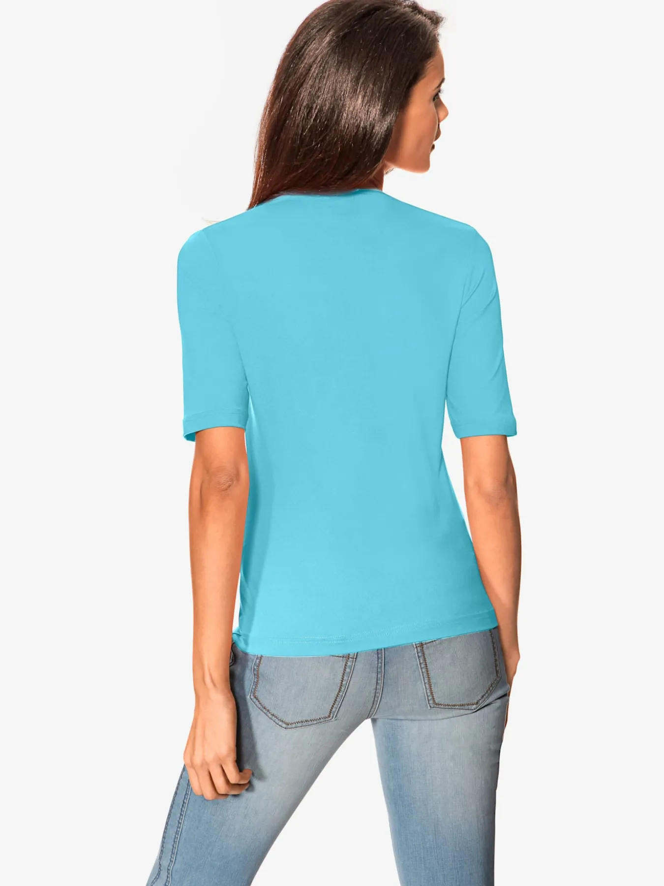 T-shirt à manches courtes manches mi-longues et encolure en v féminine