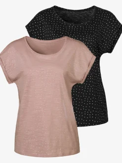 T-shirt à manches courtes petits pois pailletés couleur argent