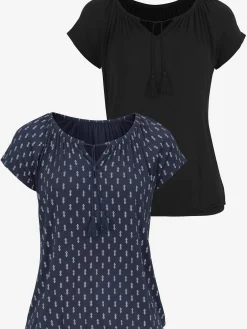 T-shirt à manches courtes plis et houppe à nouer