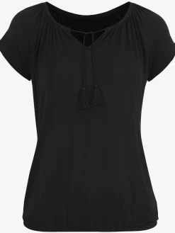 T-shirt à manches courtes plis et houppe à nouer