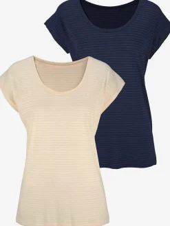 T-shirt à manches courtes qualité dévoré tendance avec rayures