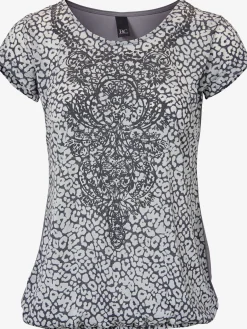 T-shirt à manches courtes qualité dévoré, imprimé effet ton sur ton