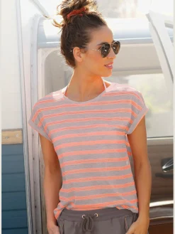 T-shirt à manches courtes rayures sportives