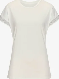 T-shirt à manches courtes strass scintillants à l'ourlet des manches pour un look élégant