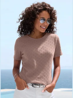 T-shirt à manches courtes tricot fin ajouré