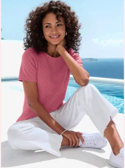T-shirt à manches courtes tricot fin ajouré