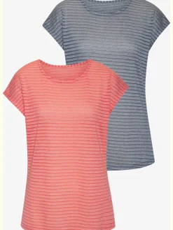 T-shirt à manches courtes tricot jacquard léger à rayures