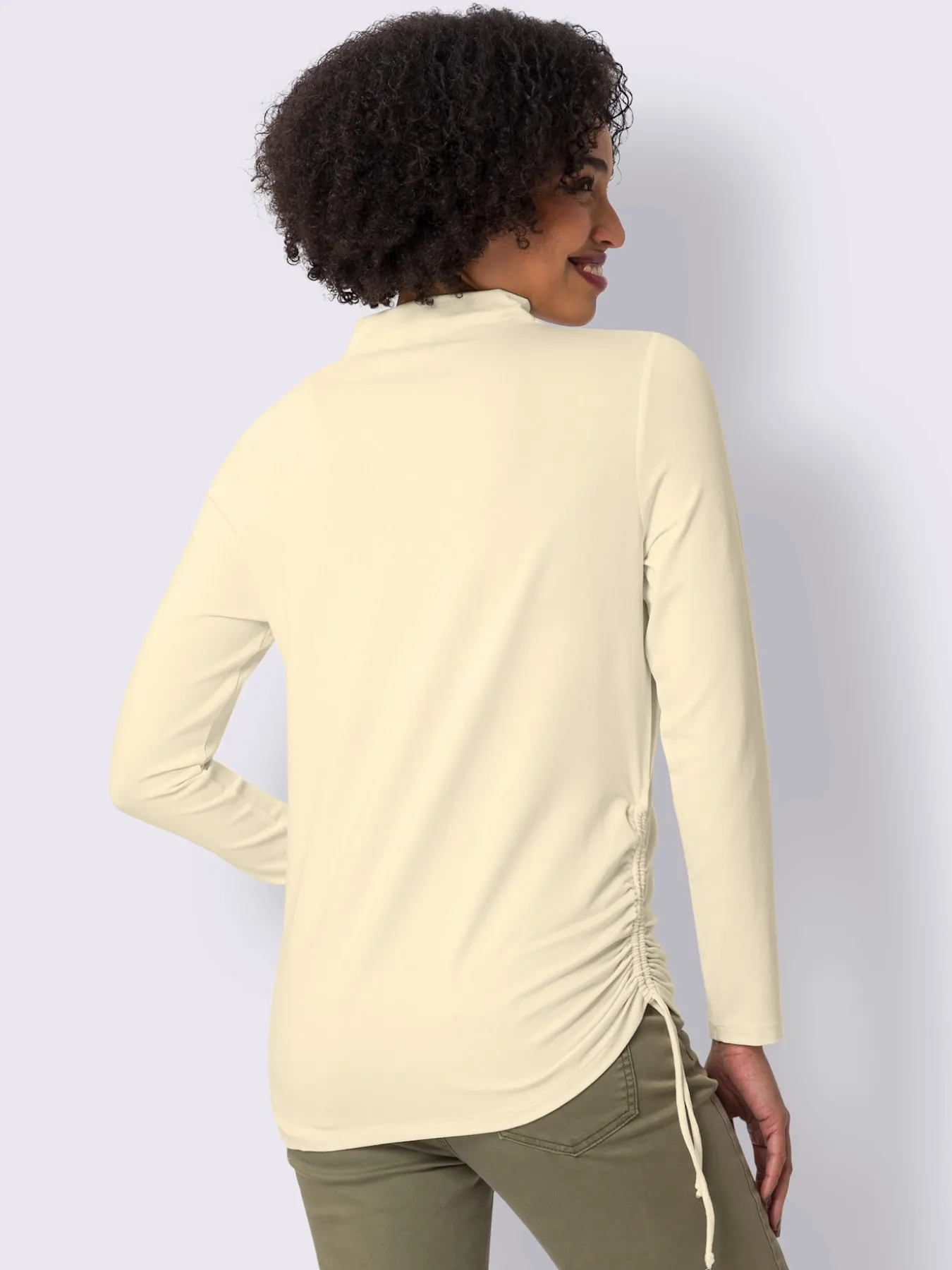 T-shirt à manches longues coulisses latérales avec liens à nouer
