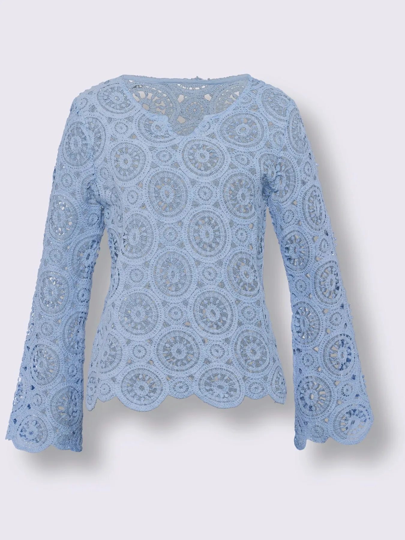 T-shirt à manches longues dentelle macramé décorative