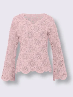 T-shirt à manches longues dentelle macramé décorative