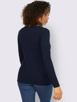 T-shirt à manches longues encolure avec patte de boutonnage