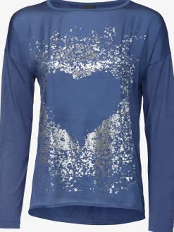 T-shirt à manches longues imprimé tendance à effet métallisé