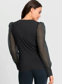 T-shirt à manches longues jolie dentelle sur l'encolure