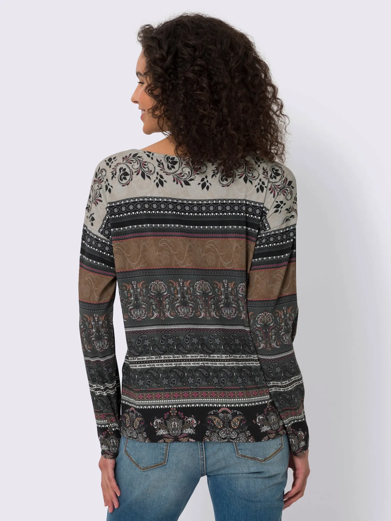 T-shirt à manches longues motif imprimé romantique