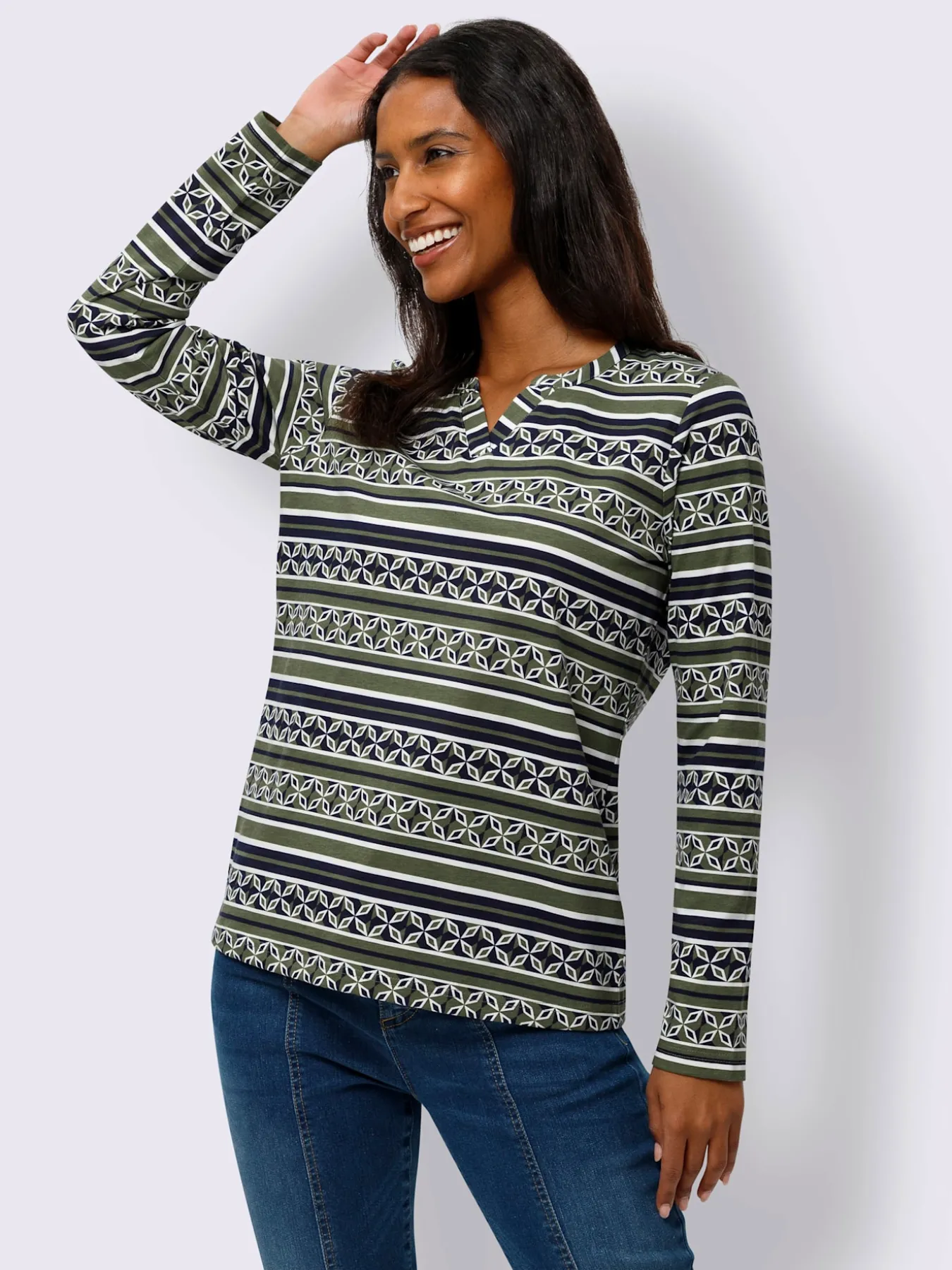 T-shirt à manches longues mélange de motifs