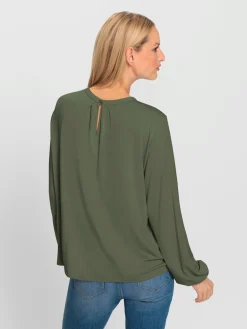 T-shirt à manches longues plis affinants à l'encolure