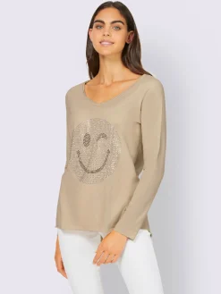 T-shirt à manches longues petites pierres fantaisie