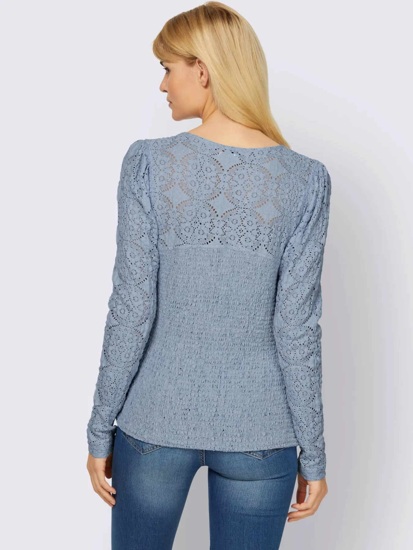 T-shirt à manches longues superbe empiècement en dentelle