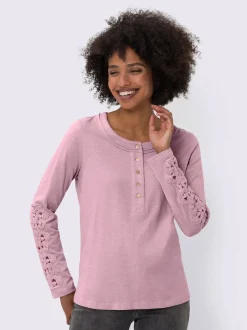 T-shirt à manches longues superbe empiècement en dentelle
