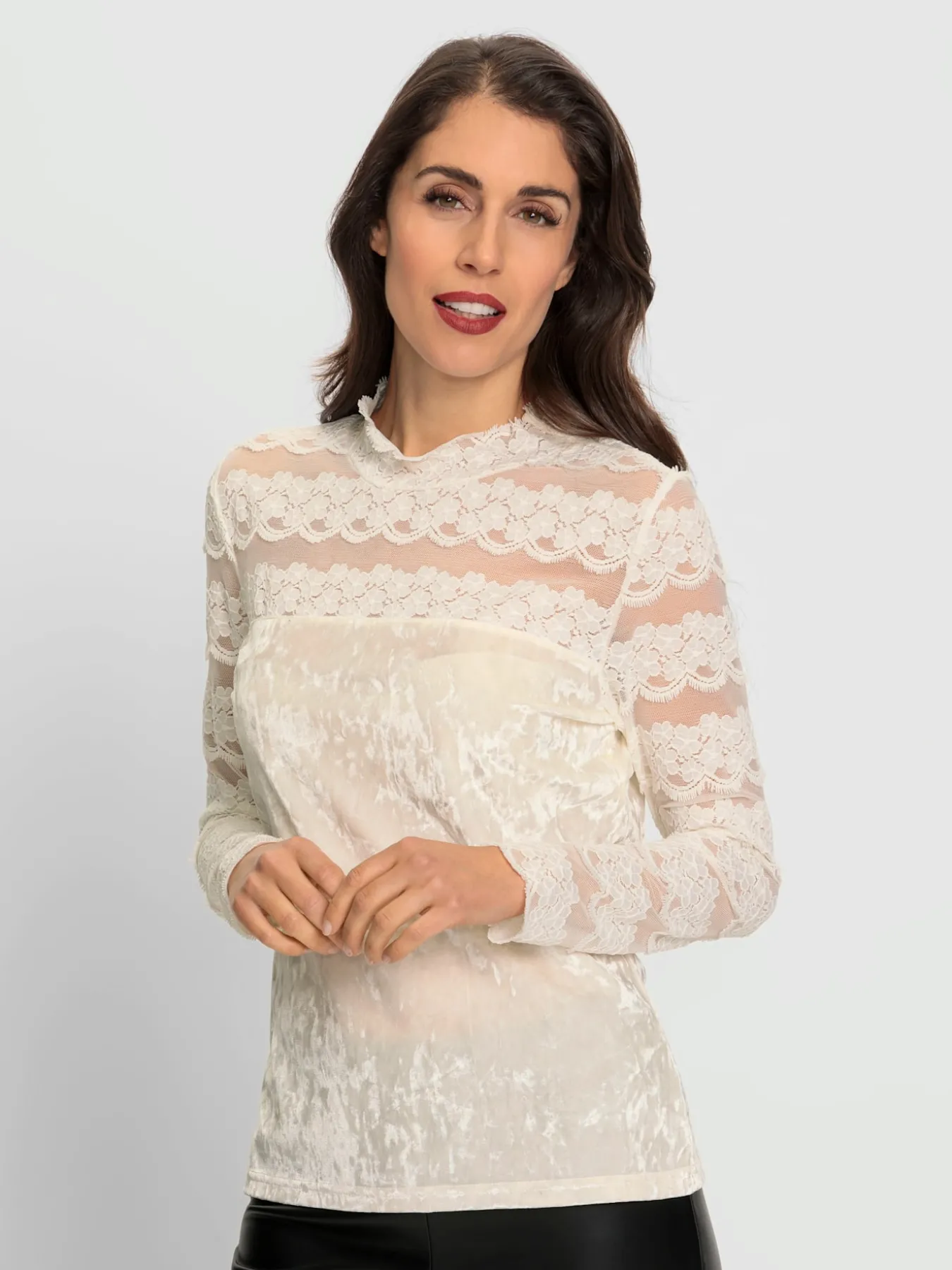 T-shirt à manches longues velours élastique brillant