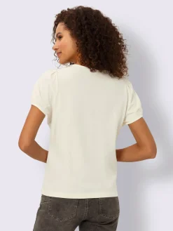 T-shirt bande en dentelle cousue