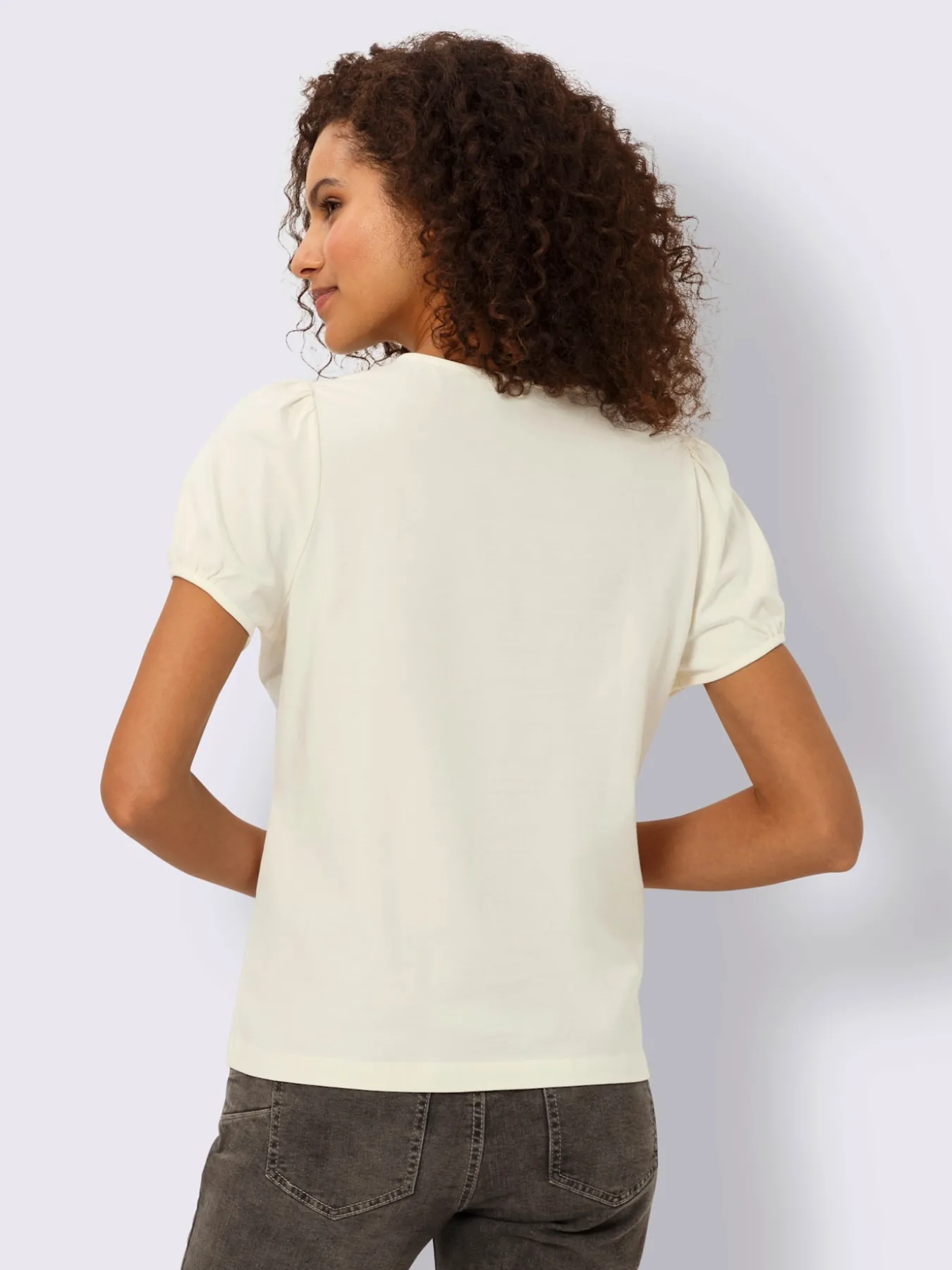T-shirt bande en dentelle cousue