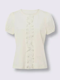 T-shirt bande en dentelle cousue