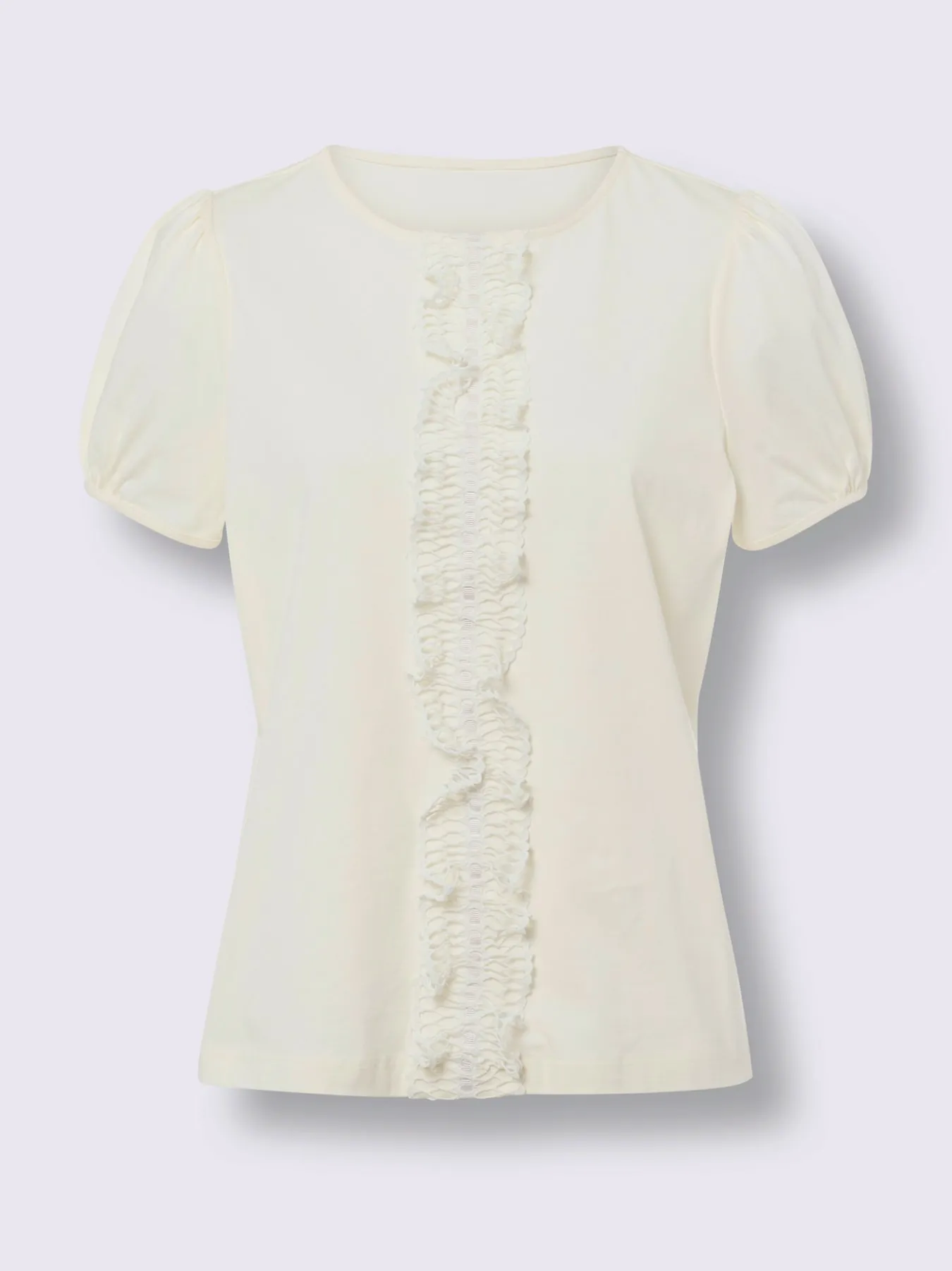 T-shirt bande en dentelle cousue