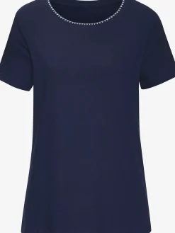 T-shirt broderie contrastée tendance à l'encolure ronde