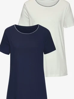 T-shirt broderie contrastée tendance à l'encolure ronde