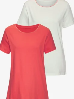 T-shirt broderie contrastée tendance à l'encolure ronde