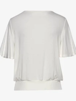 T-shirt cache-cœur encolure chevauchante avec bouton-pression