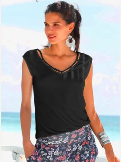 T-shirt col v avec cordons