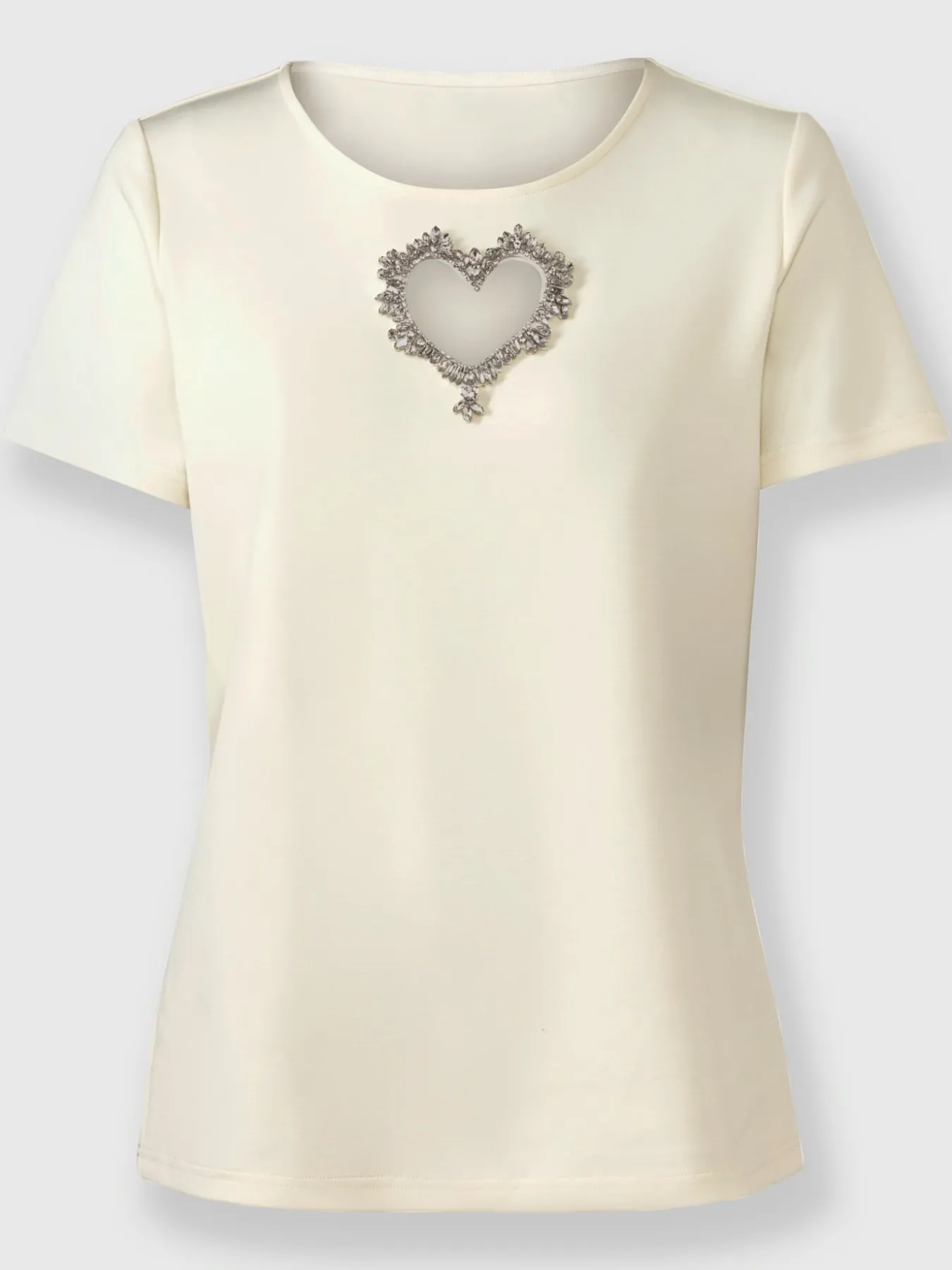 T-shirt découpe avec perles décoratives à l'encolure