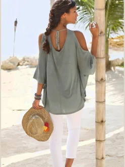 T-shirt de plage large encolure ronde