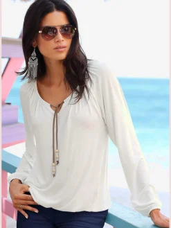 T-shirt de plage lien à nouer à l'encolure élastiquée