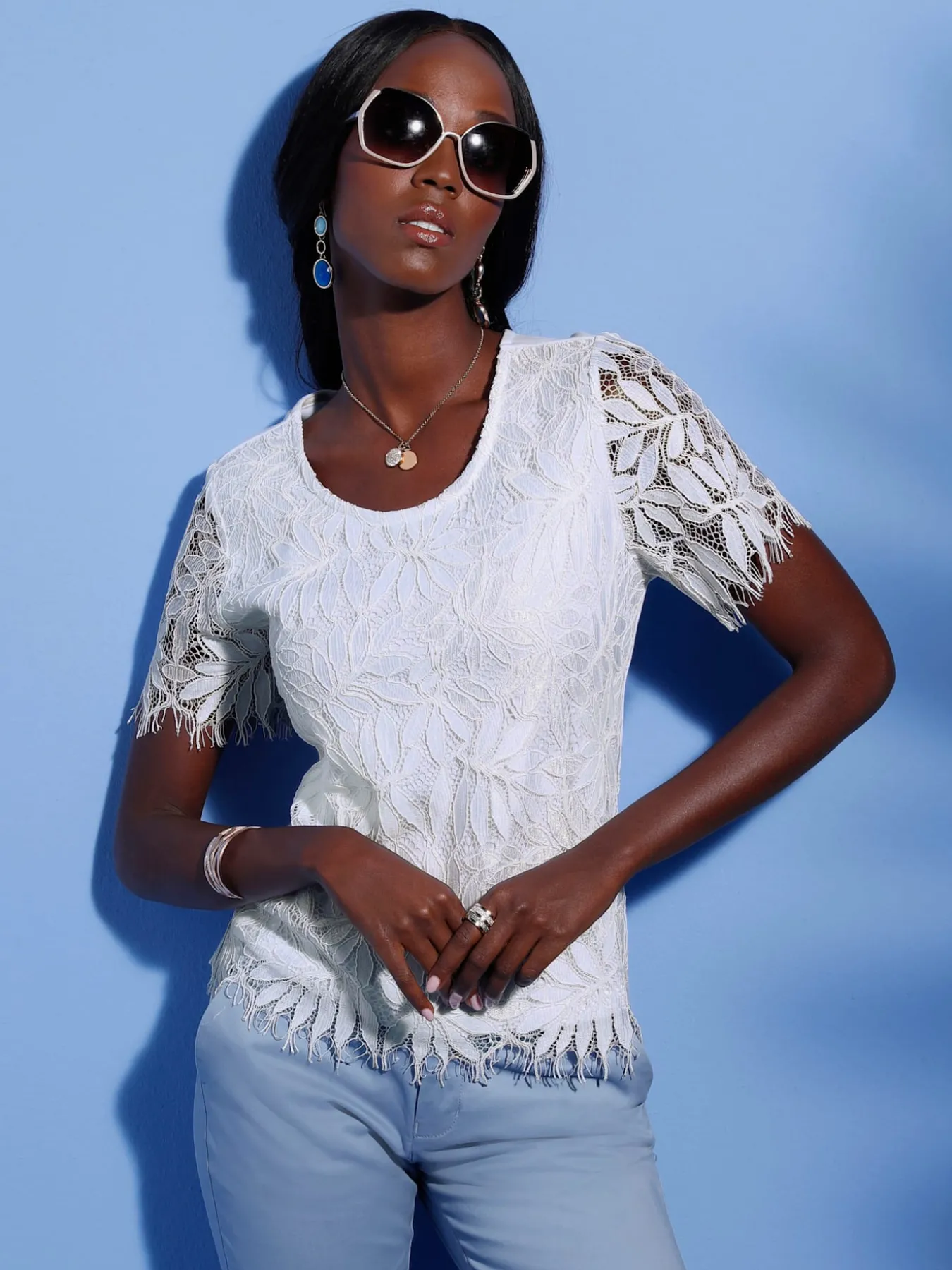 T-shirt en dentelle 40% viscose