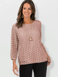 T-shirt en dentelle dentelle aux manches
