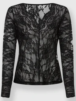 T-shirt en dentelle dentelle florale brodée