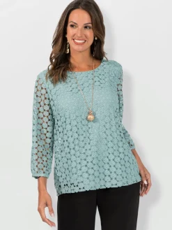 T-shirt en dentelle dentelle aux manches