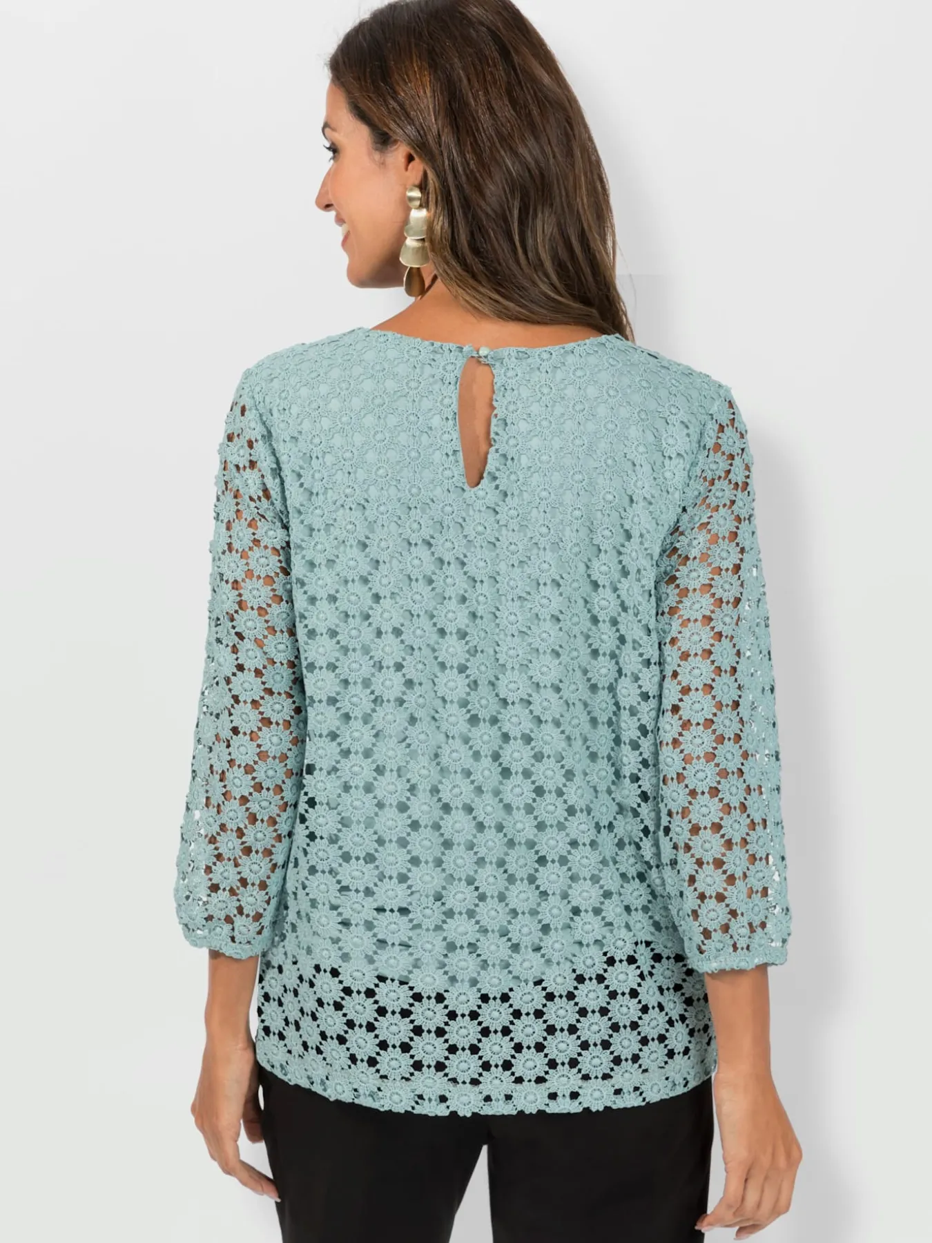 T-shirt en dentelle dentelle aux manches