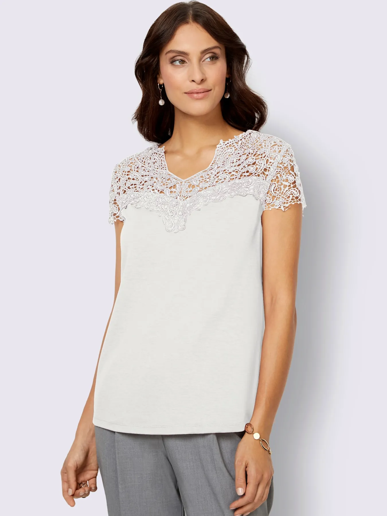 T-shirt en dentelle empiècement en dentelle