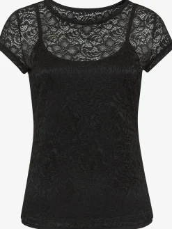 T-shirt en dentelle encolure ronde