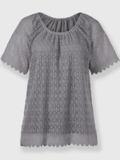 T-shirt en dentelle opaque avec doublure