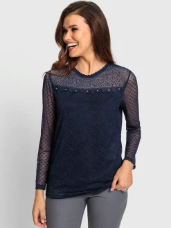 T-shirt en dentelle opaque avec doublure