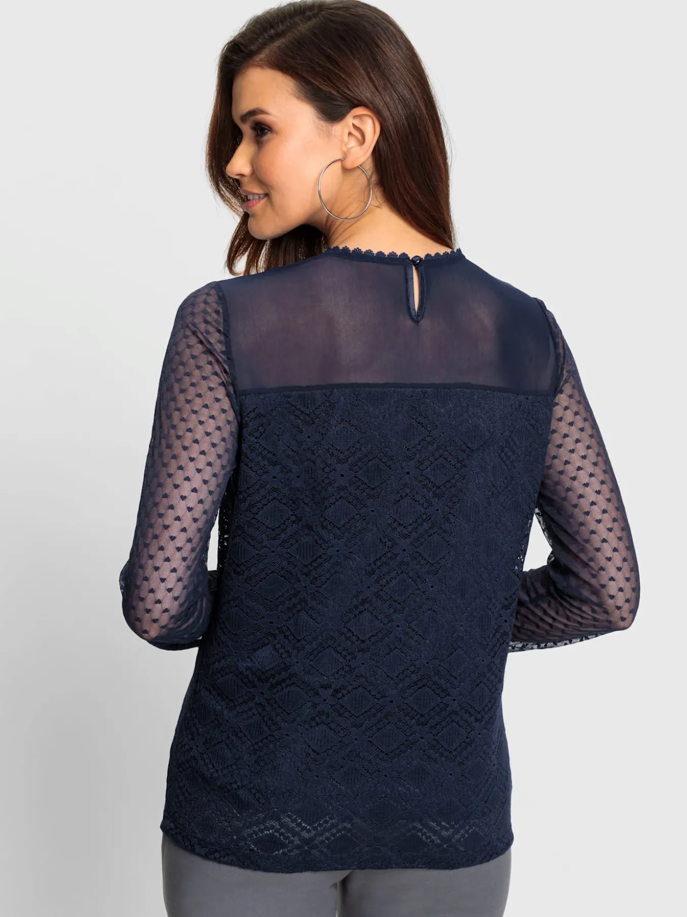 T-shirt en dentelle opaque avec doublure