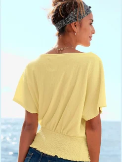T-shirt en v fausse patte de boutonnage devant