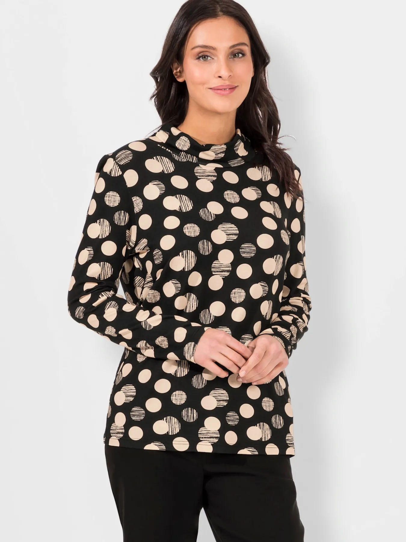 T-shirt en viscose à poids col roulé manches longues